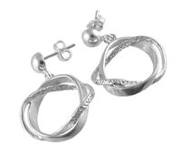 Circle Earrings 925 Sterling Silver Infinite Loop Dangling Drops