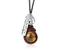 Circle Gemstone Crystal Necklace,Wire Wrap Chakra Bead Pendant With Tree Of Life Tage Adjustable Cord,Polished Gemstone Charm Choker For Women Men Tiger Eye