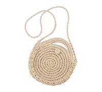 Circle Handwoven Round Retro Rattan Beach Bag Crossbody Holiday Beach Braided Bag Round Hand Bill Shoulder Use Everything Casual Braided Bag Mens Shoulder Bags (Beige, One Size)