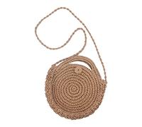 Circle Handwoven Round Retro Rattan Beach Bag Crossbody Holiday Beach Braided Bag Round Hand Bill Shoulder Use Everything Casual Braided Bag Mens Shoulder Bags (Khaki, One Size)
