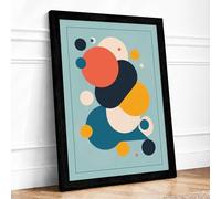 Circle Harmony Mid-Century Framed Wall Art Print A1 (84.1×59.4cm) Black, Wall Decor for Living Room, Bedroom, Office & Home, Ready to Hang, Art Gift