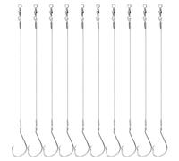 Circle Hook Rigs Saltwater Steel Leader Wire with Swivels Octopus Offset Hooks Saltwater Leader Rigs 10pcs Heavy Duty Pre-Rigged Circle Hooks Wire Leader Surf Fishing Tackle for Catfish Bass