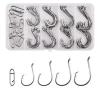 Circle Hooks Fishing Hooks,50/100pcs 2X Strong Octopus Hooks Sea Fishing Hooks Offset Sport Circle Hooks for Saltwater Freshwater Bass Carp Pike Tuna Sea Fishing Tackle Gear (90pcs Kit(2/0-5/0))