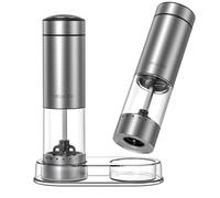 CIRCLE JOY Battery Operated Electric Salt and Pepper Grinder Set with Base