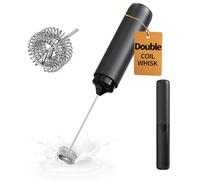 CIRCLE JOY Electric Milk Frother Handheld, Rechargeable Coffee Frother with Dual Spring Whisk, Portable Hand Frother Wand Drink Mixer for Coffee, Hot Chocolate, Cappuccino, Frappe, Matcha, Black
