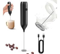 CIRCLE JOY Electric Milk Frother Handheld, Rechargeable Mini Drink Mixer, Hand Frother Milk Foam Maker with Stainless Whisk for Milk, Coffee, Latte, Matcha, Black