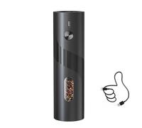 CIRCLE JOY Electric Pepper Grinder Top-Refill Rechargeable Pepper Mill Grinder with 110ml Capacity, Adjustable Coarseness and White LED Light, Black