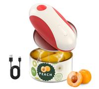 CIRCLE JOY Rechargeable Electric Can Opener, One-Touch Automatic Can Opening with Lid Remover & Smooth Edge Cutting, Food-Safe, Easy to Use for Seniors and Arthritis, Red