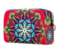 Circle Lace Ornament Floral Cosmetic Bag for Women, Travel Toiletries Bags Large Makeup Handy Pouch Organiser Bag with Zipper