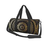 Circle Large Round Travel Duffle Bag, Full-Print Canvas Weekender with Padded Lining, Multiple Pockets,Detachable Shoulder Strap and Soft Leather Handles