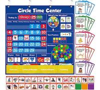 Circle Learning Time Center Pocket Chart Calendar Set, Educational Pocket Chart Learning Shape, Color Classroom Pocket Chart-Number Pocket Chart Wording Rhyme Pictures Pocket Chart