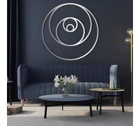 Circle Metal Art Wall Decor, Geometric Circles Metal Wall Art, Metal Wall Art Decor Abstract Geometric Circles, Hangings Home Decor for Living Room, Bedroom (Silver, 18"x18" | 47x47cm) (Silver 31"x3