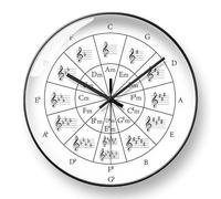 Circle Of Fifths Wall Clock, Guitar Chord Wheel Clock, Silent Radio Controlled Auto-set Quartz Clock For Music Studio, Musician Gift & Home Wall Decor 5