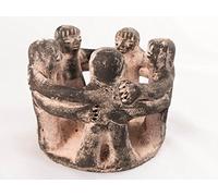 Circle of Friends, Terracota 5 figures Black - Fair trade and handmade in Mexico - Incense burner or tealight holder in the centre - Indoor or outdoor use L14xW14xH11cm