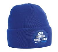 Circle Patch Custom Beanie Hat Any Text Any Image Your Work Company Business Logo Personalised Outdoor Uniform Workwear, One Size, Royal