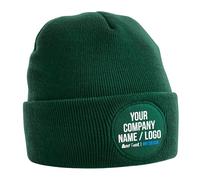 Circle Patch Custom Beanie Hat Any Text Any Image Your Work Company Business Logo Personalised Outdoor Uniform Workwear, One Size, Bottle