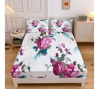 Circle Pattern King Size Fitted Sheet 150x200x30 cm, Watercolor Gradient Microfiber Fitted Bed Sheets Soft Breathable Bedding with Extra Deep Pocket 30 Cm, Blue