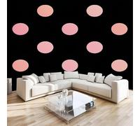 Circle Pink Wall Mural 3D Effect Dots Geometry Non-Woven Self-Adhesive Wallpaper Living Room Bedroom Home Decor TV Background Large Art Wall Painting 122x91 cm