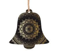 Circle Printed Bell Shape Xmas Ornaments 1 Pcs, Christmas wooden pendant Hanging for Xmas Tree Home Indoor Outdoor Decor