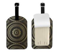 Circle Printed PU Leather Bag Tag, Personalized Baggage Label, Privacy Flap ID Shield, for Vacation