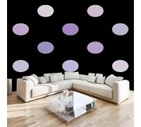 Circle Purple Mural Wallpaper 3D Effect Dots Geometry Non-Woven Self-Adhesive Wallpaper Removable Large Photo Sticker TV Background Wall Decor for Living Room Bedroom 150x100 cm