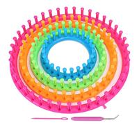 Circle Round Knitting Looms Set, Plastic Knitting Looms for Beginners, 4 - Size Circular Loom Kit with Crochet Hook and Pompom Maker for Scarves Hats Socks