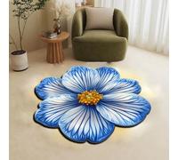 Circle Rug 120Cm Blue White Flowers Washable Rugs For Living Room,Non Slip Short Pile Soft Area Carpet,For The Bedrooms And Kitchen, Easy To Clean,Many Different Sizes
