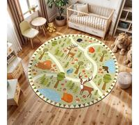 Circle Rug 120Cm Brown Animals Washable Rugs For Living Room,Non Slip Short Pile Soft Area Carpet,For The Bedrooms And Kitchen, Easy To Clean,Many Different Sizes