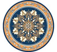 Circle Rug 120Cm Orange And White Washable Rugs For Living Room,Non Slip Short Pile Soft Area Carpet,For The Bedrooms And Kitchen, Easy To Clean,Many Different Sizes