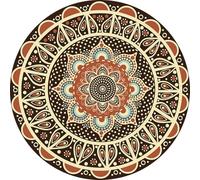 Circle Rug 120Cm Orange Brown Washable Rugs For Living Room,Non Slip Short Pile Soft Area Carpet,For The Bedrooms And Kitchen, Easy To Clean,Many Different Sizes