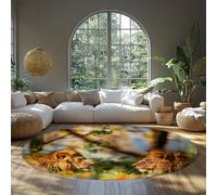 Circle Rugs 160cm（Round） Wildlife Portraits Soft Machine Washable Lion Jungle Animals Round Carpets for Home Dining Room Office Study Floor Decor