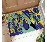 Circle Runner Rug, Geometric Modern Triangle Square None Blue Non-Slip Edge Binding Doormat Throw Rug Rectangle for Kitchen Entryway Bedside Doorway Hallway Decor 2x3 Ft