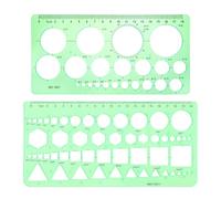 Circle Stencil, 2 Pcs Circle Templates for Drawing Plastic Measuring Template Ruler Geometric Drawing Stencil Ruler Round Stencils Drafting Tools for Office School Building Formwork Drawings Templates