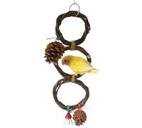 Circle Straw Bird Swing Stand Bird Perches Stand Hanging Chewing Toy for Parrots Bird Playground Cage Accessories Climbing Rope Net Ladders for Foraging Toys（Random Color） (3 Rings)