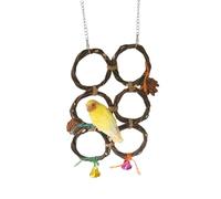 Circle Straw Bird Swing Stand Bird Perches Stand Hanging Chewing Toy for Parrots Bird Playground Cage Accessories Climbing Rope Net Ladders for Foraging Toys（Random Color） (6 Rings)