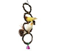 Circle Straw Bird Swing Stand Bird Perches Stand Hanging Chewing Toy for Parrots Bird Playground Cage Accessories Climbing Rope Net Ladders for Foraging Toys（Random Color） (4 Rings)