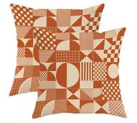Circle Throw Pillow Covers Set of 2, Geometric Modern Square Stripe Fall Terracotta with Hidden Zipper Decorative Pillow Cases for Home Living Room Bedroom Dorm Couch Decor 22x22 Inch