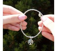 Circle Tree of Life on Silver Ball Bead Bracelet
