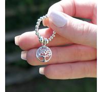 Circle Tree of Life on Silver Ball Bead Ring