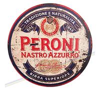 Circle Wooden Signs Mancave Vintage Funny Retro Wood Garden Garage Shed Kitchen Bar Pub Wall Sign Made UK Diameter 19cm ( PERONI ) )