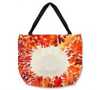 Circled Autumn Leaves Tote bat Benjamin Tate Design Natural One Size