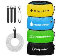 CircleRoad RV Storage and Organization Bag 4 Pack Camper Waterproof RV Accessories Storage and Organizer Bags for Sewer Hoses, Fresh & Waste Water Hoses, Electrical Cords (black/blue/yellow/green)
