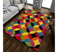 (Circles-Bright, 60cm x 110cm ) Modern Design Hand Carved Runner Multi Colour Rugs