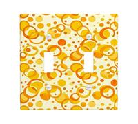 Circles Double Light Switch Cover Plate, Modern Playful Dots Patterns Summer Yellow Plastic Standard Size Toggle Light Switch Cover for Living Room Bedroom Home Office Decor