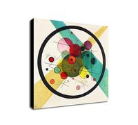 Circles in a Circle - Abstract by Wassily Kandinsky - Canvas Wall Art Framed Print -Various Sizes (16" x 16" Inches)