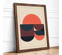 Circles in Stillness Geometric Framed Wall Art Print A1 Walnut