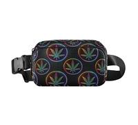 Circles Leaves Black Fanny Pack for Women Men Crossbody Belt Bag Fashion Waist Packs Purse with Adjustable Strap Bumbags for Cycling Running Hiking