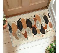 Circles Runner Rug, Modern Abstract Lines Dots Autumn Black Non-Slip Doormat Rectangle Print Accents Rug for Kitchen Doorway Entryway Bedside Decor 2x3 Ft