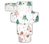 Circles with Christmas Elements on White Background Reusable Toddler Changing pad with Tissue Pocket Travel Changing pad for Baby with Built-in Pillow cambiadores de pa?ales para Bebes