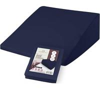 CirclesHome Wedge Pillow Cover 100% Cotton, Zippered Wedge Pillow Case Protector, Soft, Hypoallergenic & Breathable -, Navy, (25Wx26Lx10)